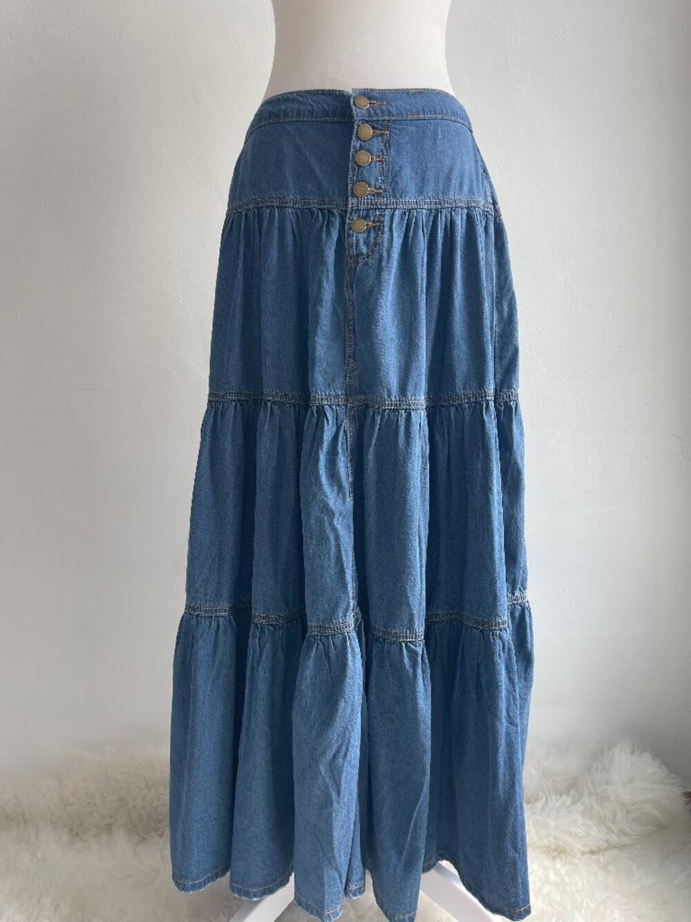Cider Denim Maxi Skirt with Buttons - Picture 2 of 4